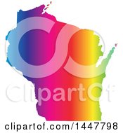Poster, Art Print Of Gradient Rainbow Map Of Wisconsin United States Of America