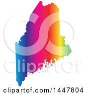 Clipart Of A Gradient Rainbow Map Of Maine United States Of America Royalty Free Vector Illustration