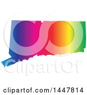 Poster, Art Print Of Gradient Rainbow Map Of Connecticut United States Of America