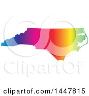 Poster, Art Print Of Gradient Rainbow Map Of North Carolina United States Of America