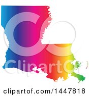 Poster, Art Print Of Gradient Rainbow Map Of Louisiana United States Of America