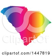Clipart Of A Gradient Rainbow Map Of South Carolina United States Of America Royalty Free Vector Illustration