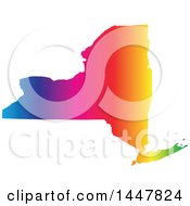 Poster, Art Print Of Gradient Rainbow Map Of New York United States Of America