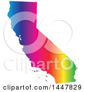 Clipart Of A Gradient Rainbow Map Of California United States Of America Royalty Free Vector Illustration