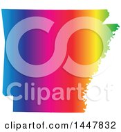 Poster, Art Print Of Gradient Rainbow Map Of Arkansas United States Of America
