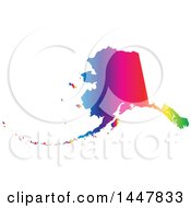 Poster, Art Print Of Gradient Rainbow Map Of Alaska United States Of America