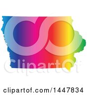 Clipart Of A Gradient Rainbow Map Of Iowa United States Of America Royalty Free Vector Illustration by Jamers