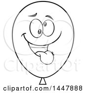 Clipart Of A Cartoon Goofy Black And White Lineart Party Balloon Mascot Royalty Free Vector Illustration