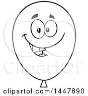 Poster, Art Print Of Cartoon Happy Black And White Lineart Party Balloon Mascot