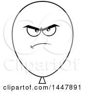 Clipart Of A Cartoon Angry Black And White Lineart Party Balloon Mascot Royalty Free Vector Illustration