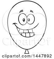 Poster, Art Print Of Cartoon Happy Black And White Lineart Party Balloon Mascot