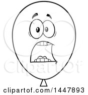 Poster, Art Print Of Cartoon Scared Black And White Lineart Party Balloon Mascot
