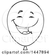 Poster, Art Print Of Cartoon Laughing Black And White Lineart Party Balloon Mascot