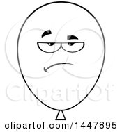 Clipart Of A Cartoon Annoyed Or Bored Black And White Lineart Party Balloon Mascot Royalty Free Vector Illustration