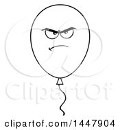 Poster, Art Print Of Cartoon Black And White Lineart Angry Party Balloon Character