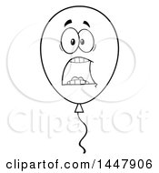 Poster, Art Print Of Cartoon Black And White Lineart Terrified Party Balloon Character