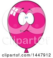 Clipart Of A Cartoon Stressed Magenta Party Balloon Mascot Royalty Free Vector Illustration by Hit Toon