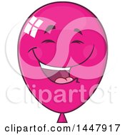 Clipart Of A Cartoon Laughing Magenta Party Balloon Mascot Royalty Free Vector Illustration