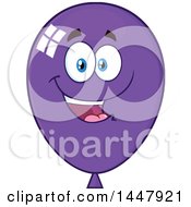Clipart Of A Cartoon Happy Purple Party Balloon Mascot Royalty Free Vector Illustration