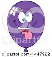 Clipart Of A Cartoon Goofy Purple Party Balloon Mascot Royalty Free Vector Illustration by Hit Toon