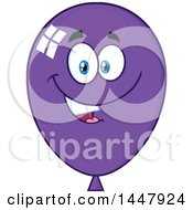 Cartoon Happy Purple Party Balloon Mascot