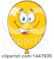 Clipart Of A Cartoon Happy Yellow Party Balloon Mascot Royalty Free Vector Illustration
