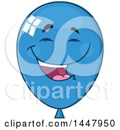 Clipart Of A Cartoon Laughing Blue Party Balloon Mascot Royalty Free Vector Illustration by Hit Toon