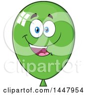 Cartoon Happy Green Party Balloon Mascot