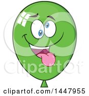 Clipart Of A Cartoon Goofy Green Party Balloon Mascot Royalty Free Vector Illustration by Hit Toon