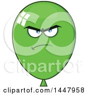 Clipart Of A Cartoon Mad Green Party Balloon Mascot Royalty Free Vector Illustration