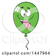 Clipart Of A Cartoon Goofy Green Party Balloon Character Royalty Free Vector Illustration by Hit Toon