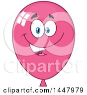 Clipart Of A Cartoon Happy Pink Party Balloon Mascot Royalty Free Vector Illustration by Hit Toon
