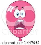 Clipart Of A Cartoon Screaming Pink Party Balloon Mascot Royalty Free Vector Illustration