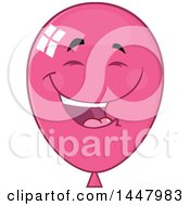 Clipart Of A Cartoon Laughing Pink Party Balloon Mascot Royalty Free Vector Illustration by Hit Toon
