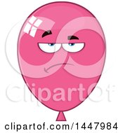 Clipart Of A Cartoon Bored Pink Party Balloon Mascot Royalty Free Vector Illustration