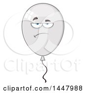 Clipart Of A Cartoon Grumpy White Party Balloon Character Royalty Free Vector Illustration
