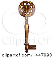 Clipart Of A Sketched Golden Skeleton Key Royalty Free Vector Illustration by Vector Tradition SM