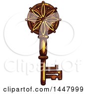 Clipart Of A Sketched Golden Skeleton Key Royalty Free Vector Illustration by Vector Tradition SM