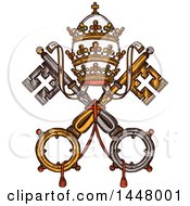 Poster, Art Print Of Sketched Design Of Vatican Heraldic Keys State Official Symbol On Flag And Coat Of Arms