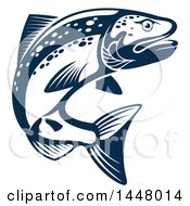 Poster, Art Print Of Navy Blue Salmon Fish
