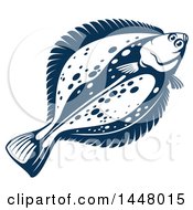 Poster, Art Print Of Navy Blue Flounder Fish