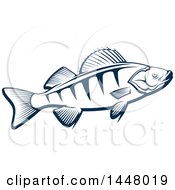 Clipart Of A Navy Blue Perch Fish Royalty Free Vector Illustration