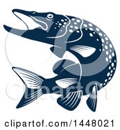 Clipart Of A Navy Blue Pike Fish Royalty Free Vector Illustration