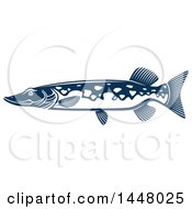 Poster, Art Print Of Navy Blue Pike Fish
