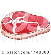 Clipart Of A Sketched Raw Beef Steak Royalty Free Vector Illustration