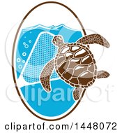 Poster, Art Print Of Sea Turtle With A Net