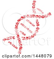 Double Helix Dna Strand Formed Of Blood Drop And Heart Designs