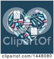 Heart Formed Of Dental And Optometry Icons On Teal