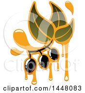 Poster, Art Print Of Black Olives And Leaves Dripping Oil
