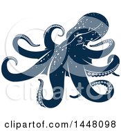 Clipart Of A Navy Blue Octopus Royalty Free Vector Illustration